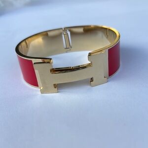 Gold and Red Enamel Bracelet